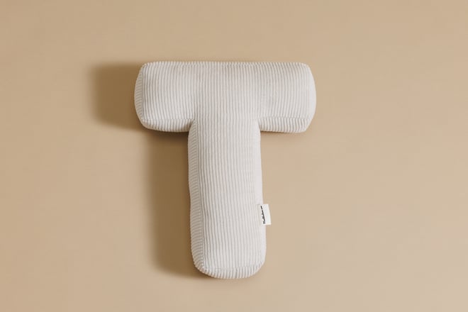 Letter Cushion T - Ecru Corduroy