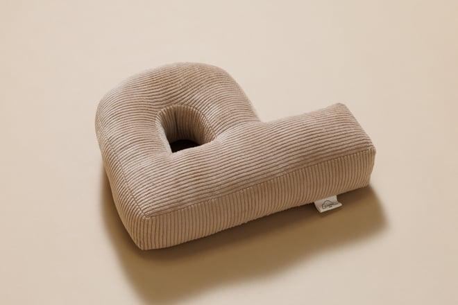 Coussin Lettre P - Velours Côtelé Cappuccino