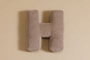 Coussin Lettre H - Velours Côtelé Cappuccino