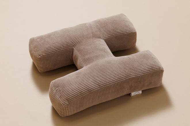 Coussin Lettre H - Velours Côtelé Cappuccino