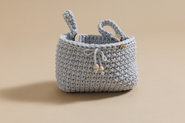 Pochette de Rangement en Crochet- Gris