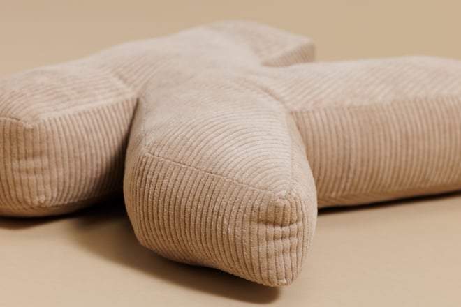 Coussin Lettre K - Velours Côtelé Cappuccino