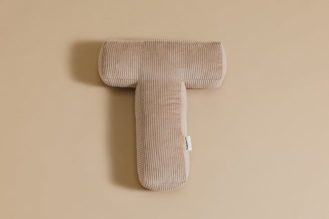 Coussin Lettre T - Velours Côtelé Cappuccino