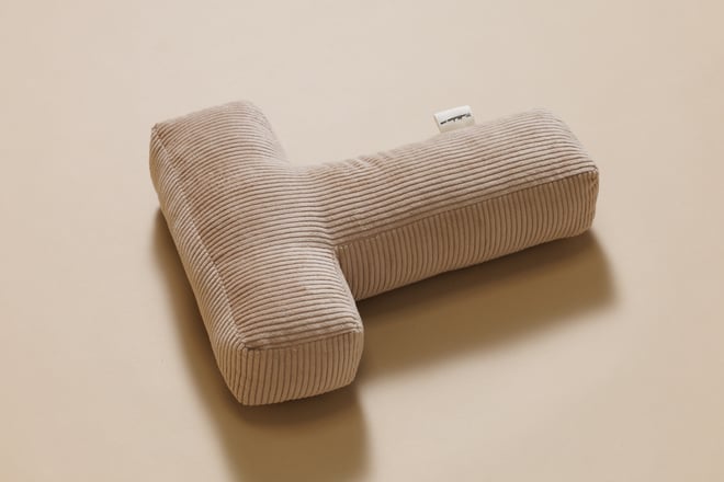 Coussin Lettre T - Velours Côtelé Cappuccino