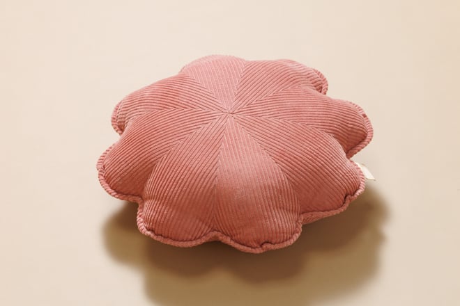 Almofada de Veludo Cotelê Flor Pêssego