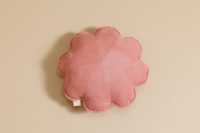 Almofada de Veludo Cotelê Flor Pêssego