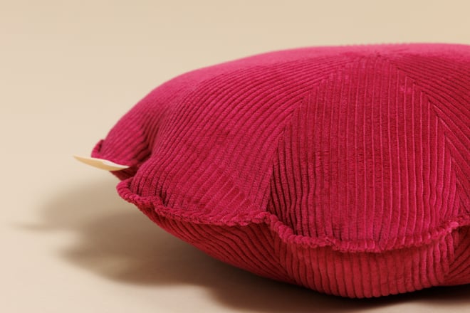 Raspberry Flower Corduroy Cushion