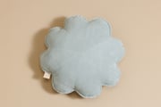 Coussin Fleur en Velours Côtelé Vert d'eau
