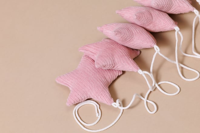 Guirlande Étoiles en Velours Côtelé Rose
