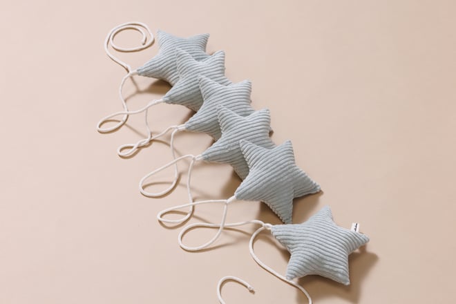 Corduroy Stars Garland Water Green