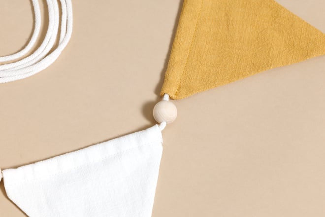 Guirlande en lin - Sable, Rose, Blanc