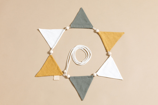 Leinengirlande - Sand, Rosa, Weiß