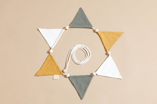 Guirlande en lin - Sable, Rose, Blanc
