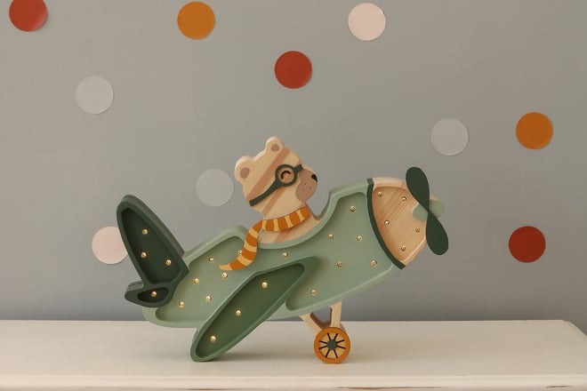 Lâmpada LED Avião Vintage Cáqui Little Lights