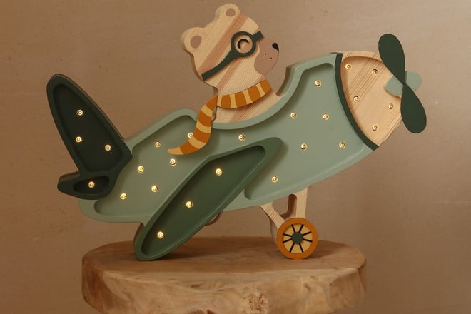 Lâmpada LED Avião Vintage Cáqui Little Lights