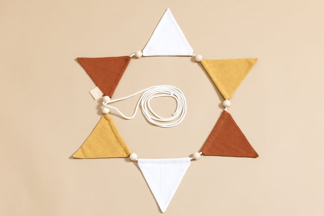 Guirlande en lin - Sable, Rose, Blanc