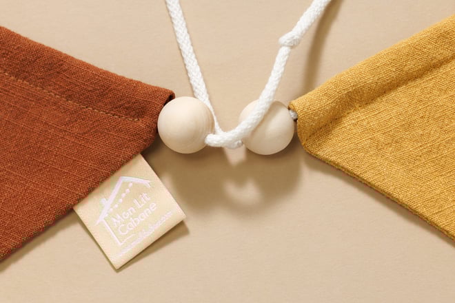 Guirlande en lin - Sable, Rose, Blanc