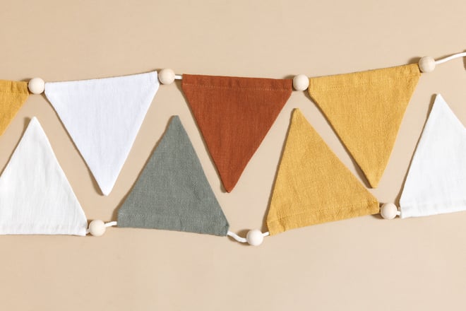 Guirlande en lin - Sable, Rose, Blanc
