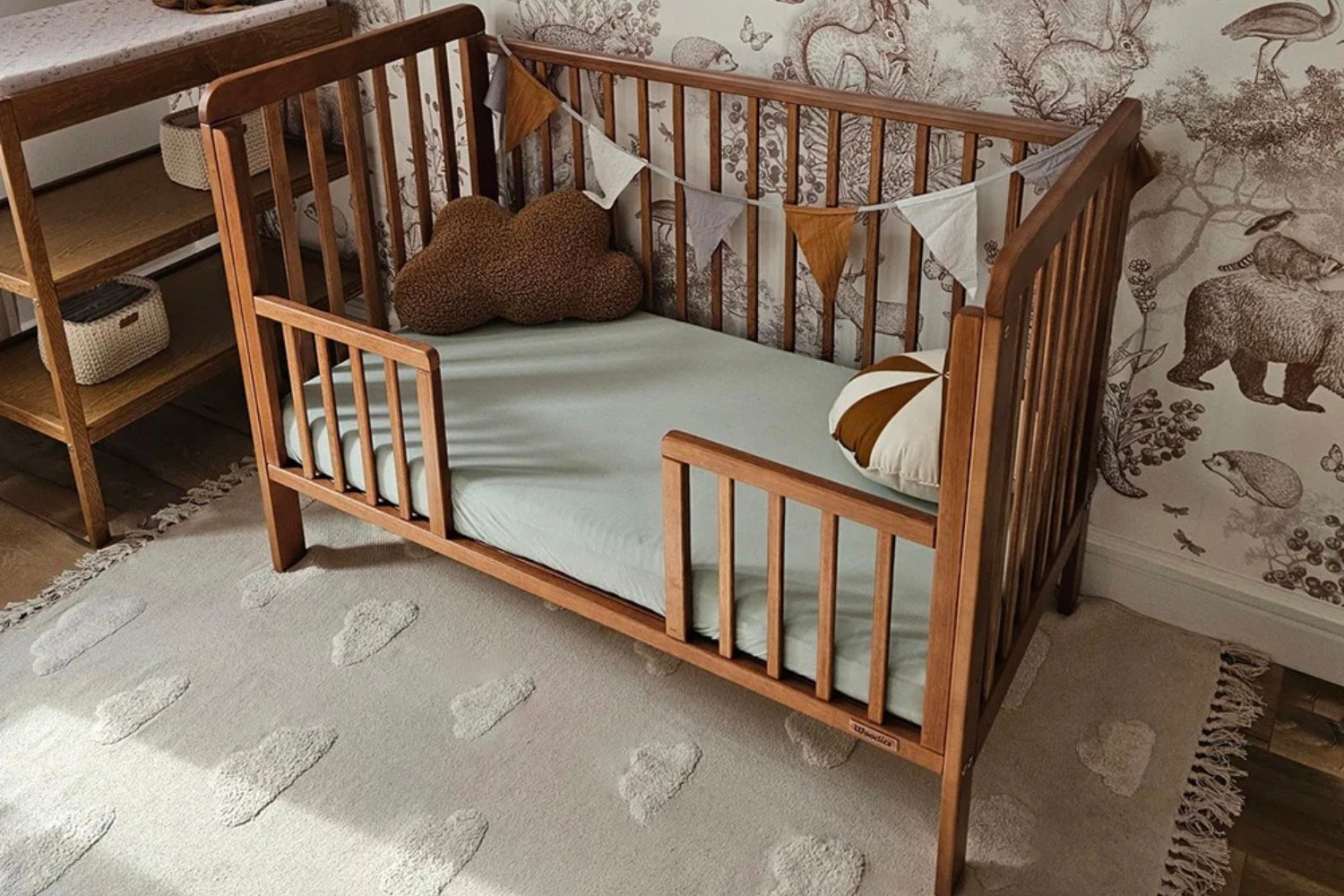 Barrera Frontal con Entrada Central para Cama Bébé Clásica Cot Vintage 60x120 Barrera Frontal con Entrada Central para Cama Bébé Clásica Cot Vintage 60x120