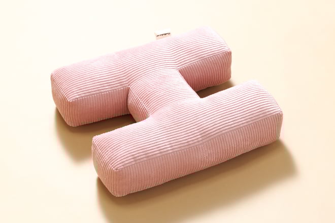 Cuscino Lettera H - Velluto a Coste Rosa
