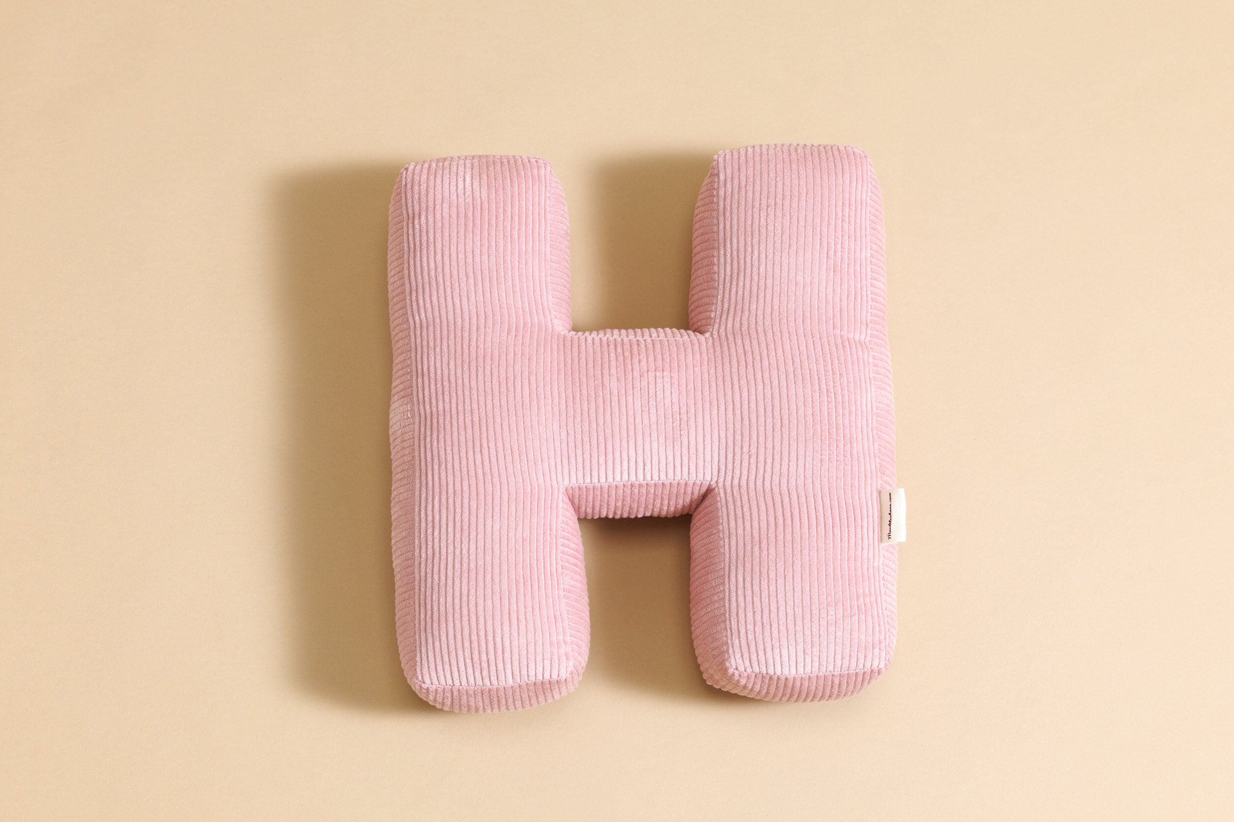 Saldi Estivi - Cuscino Lettera H - Velluto a Coste Rosa
