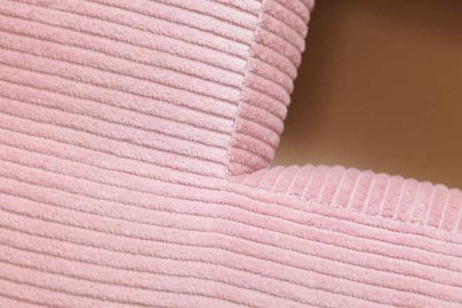 Cuscino Lettera H - Velluto a Coste Rosa