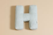 Coussin Lettre H - Velours Côtelé Vert d'eau