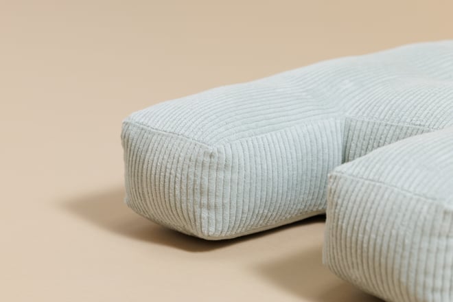 Coussin Lettre H - Velours Côtelé Vert d'eau