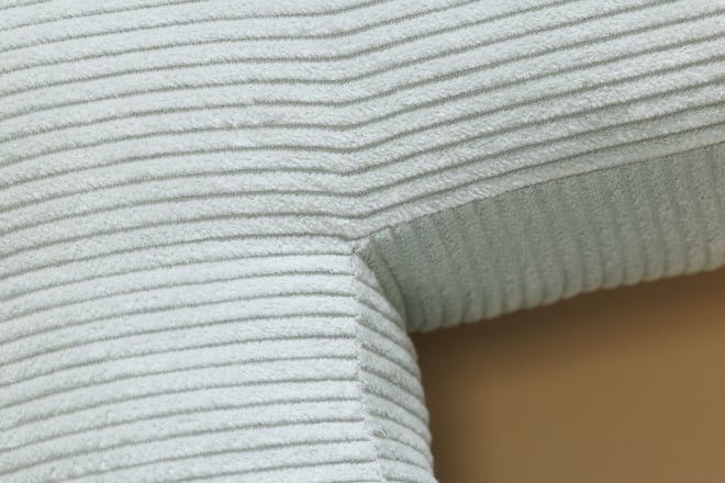 Coussin Lettre H - Velours Côtelé Vert d'eau