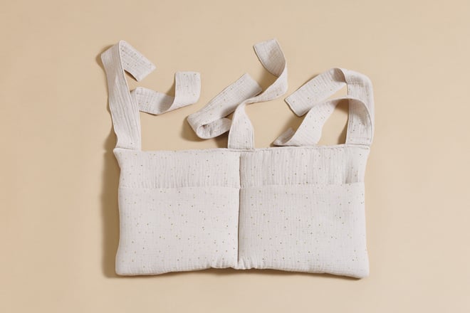 Bed Organiser - Beige & Gold Dots