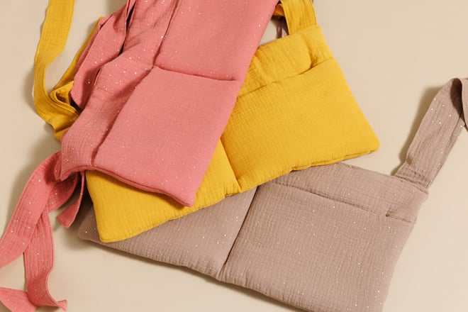 Pochette de Rangement Lit - Camel à Pois Dorés