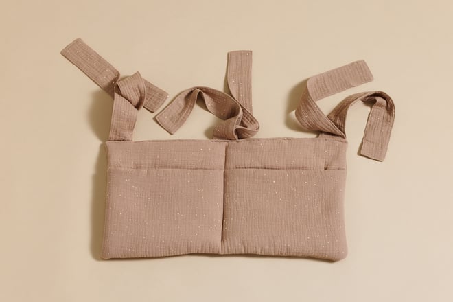 Pochette de Rangement Lit - Camel à Pois Dorés