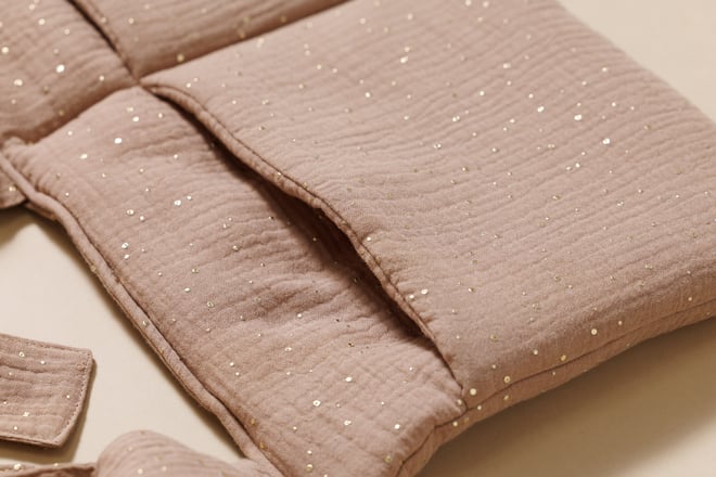Pochette de Rangement Lit - Camel à Pois Dorés