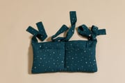 Pochette de Rangement Lit - Vert Foncé à Étoiles Dorées