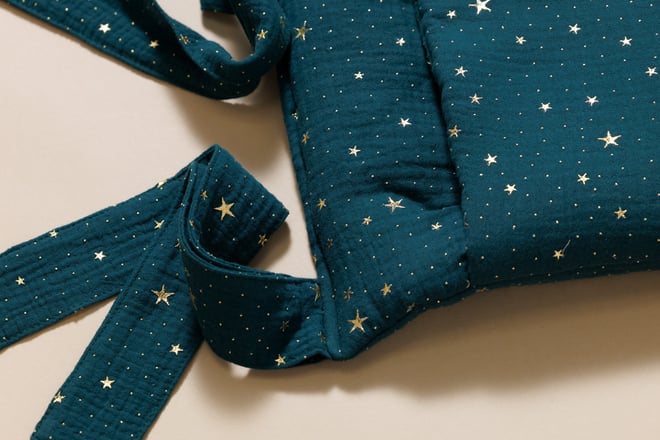 Pochette de Rangement Lit - Vert Foncé à Étoiles Dorées
