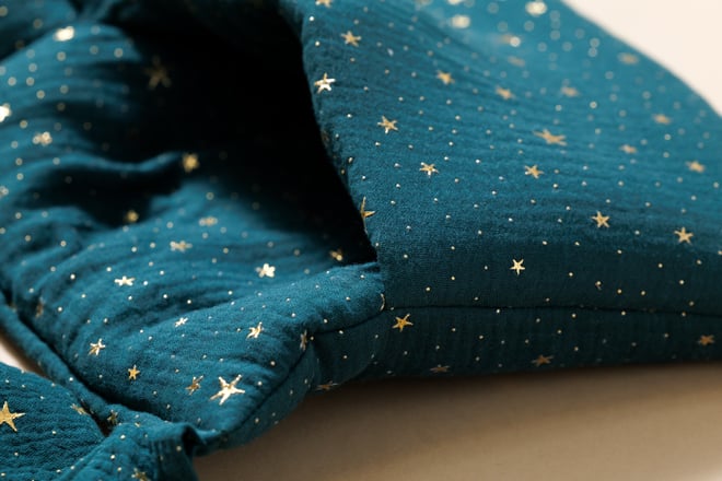 Pochette de Rangement Lit - Vert Foncé à Étoiles Dorées