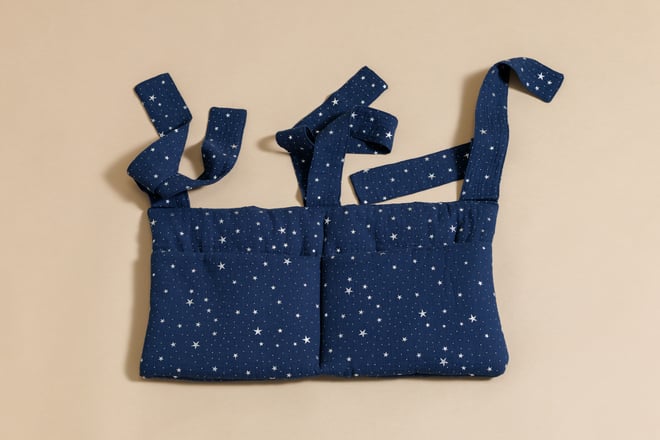 Bed Organiser - Marine Blue & Silver Stars