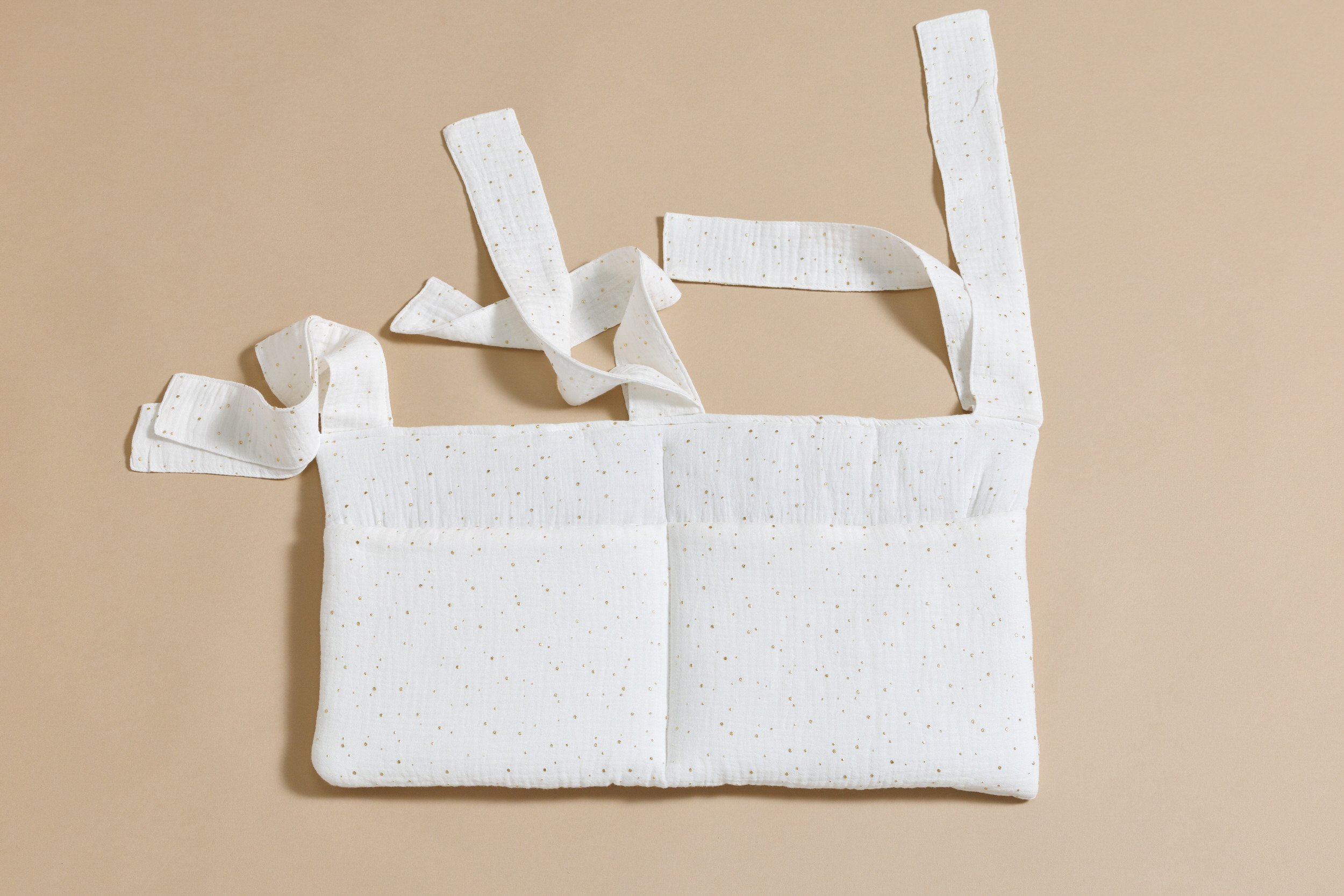 Saldi Estivi - Tasca per letto - Bianca con pois dorati