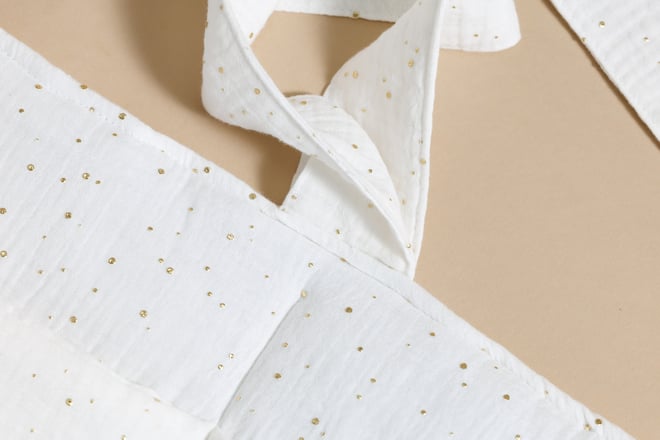 Tasca per letto - Bianca con pois dorati