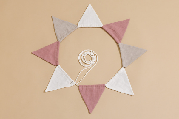 Leinengirlande - Sand, Rosa, Weiß