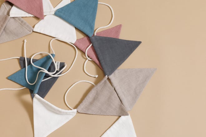 Guirlande en lin - Sable, Rose, Blanc
