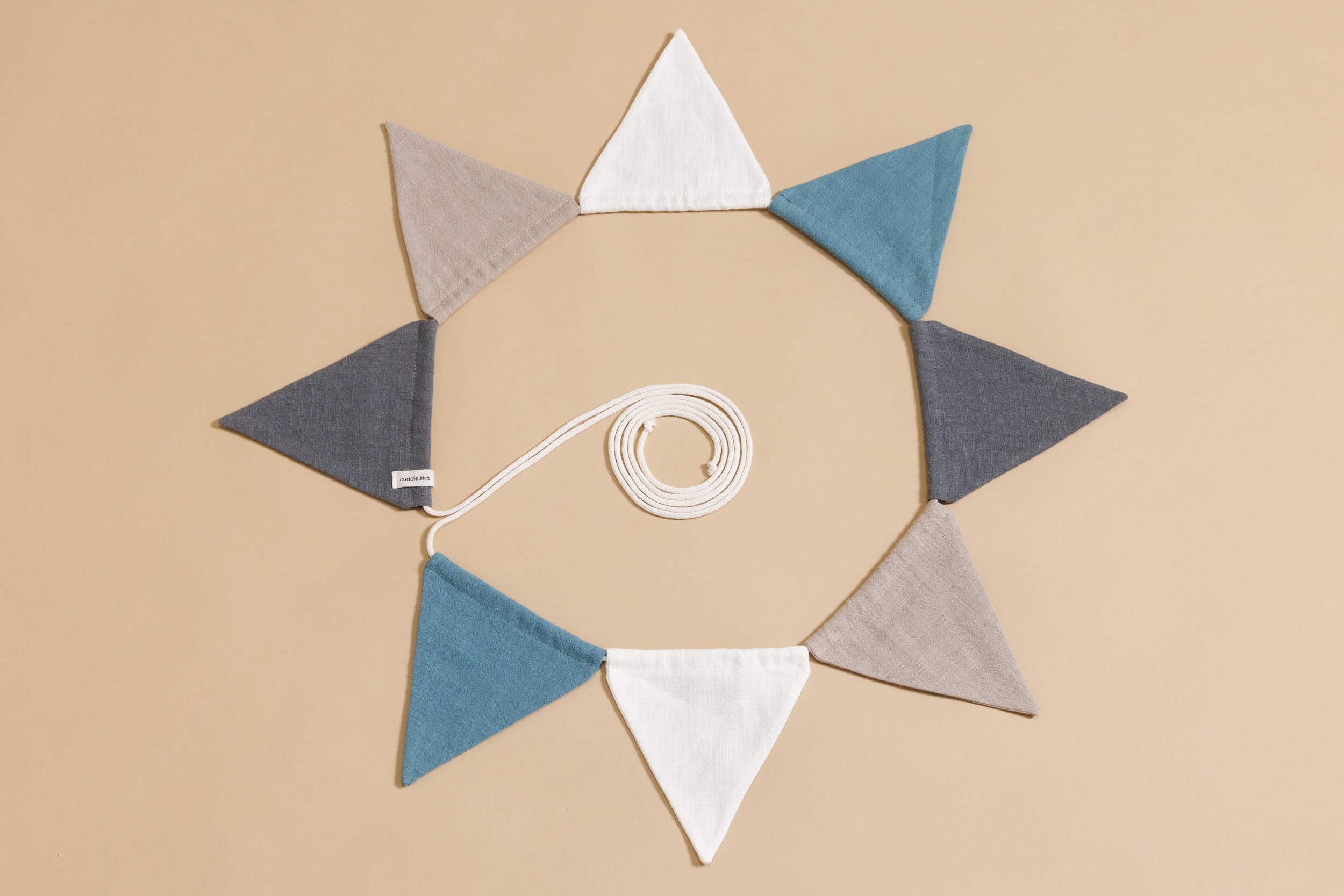 Linen Garland - Sand, Blue, White Linen Garland - Sand, Blue, White