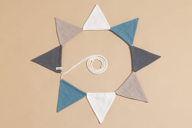 Linen Garland - Sand, Blue, White