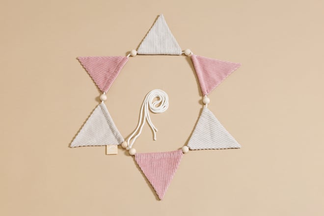 Corduroy Triangles Garland Cream and Pink
