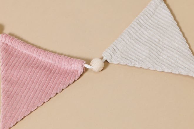 Corduroy Triangles Garland Cream and Pink