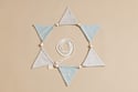 Guirlande Triangles en Velours Côtelé Crème et Vert d'eau