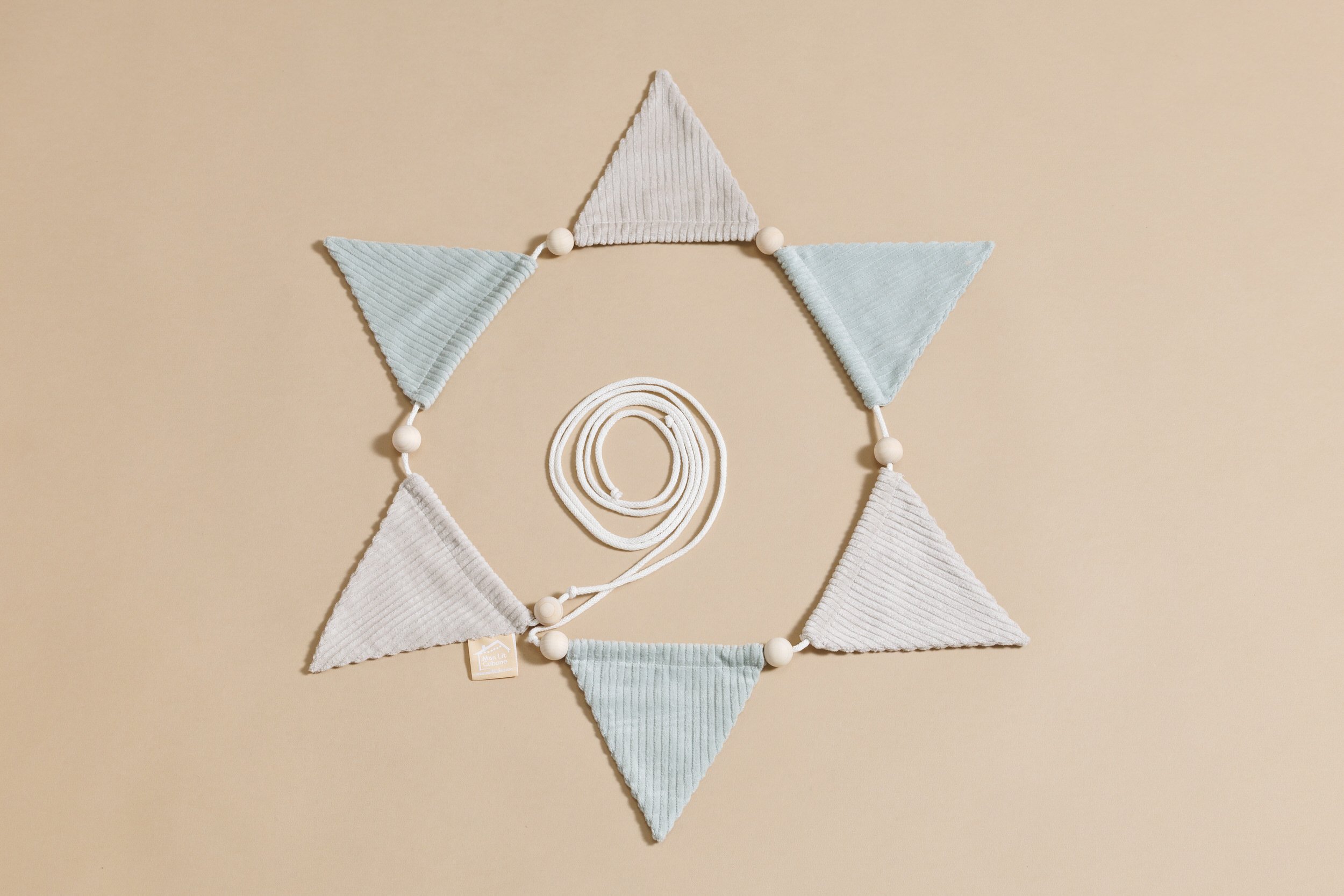 Corduroy Triangles Garland Cream and Water Green Corduroy Triangles Garland Cream and Water Green