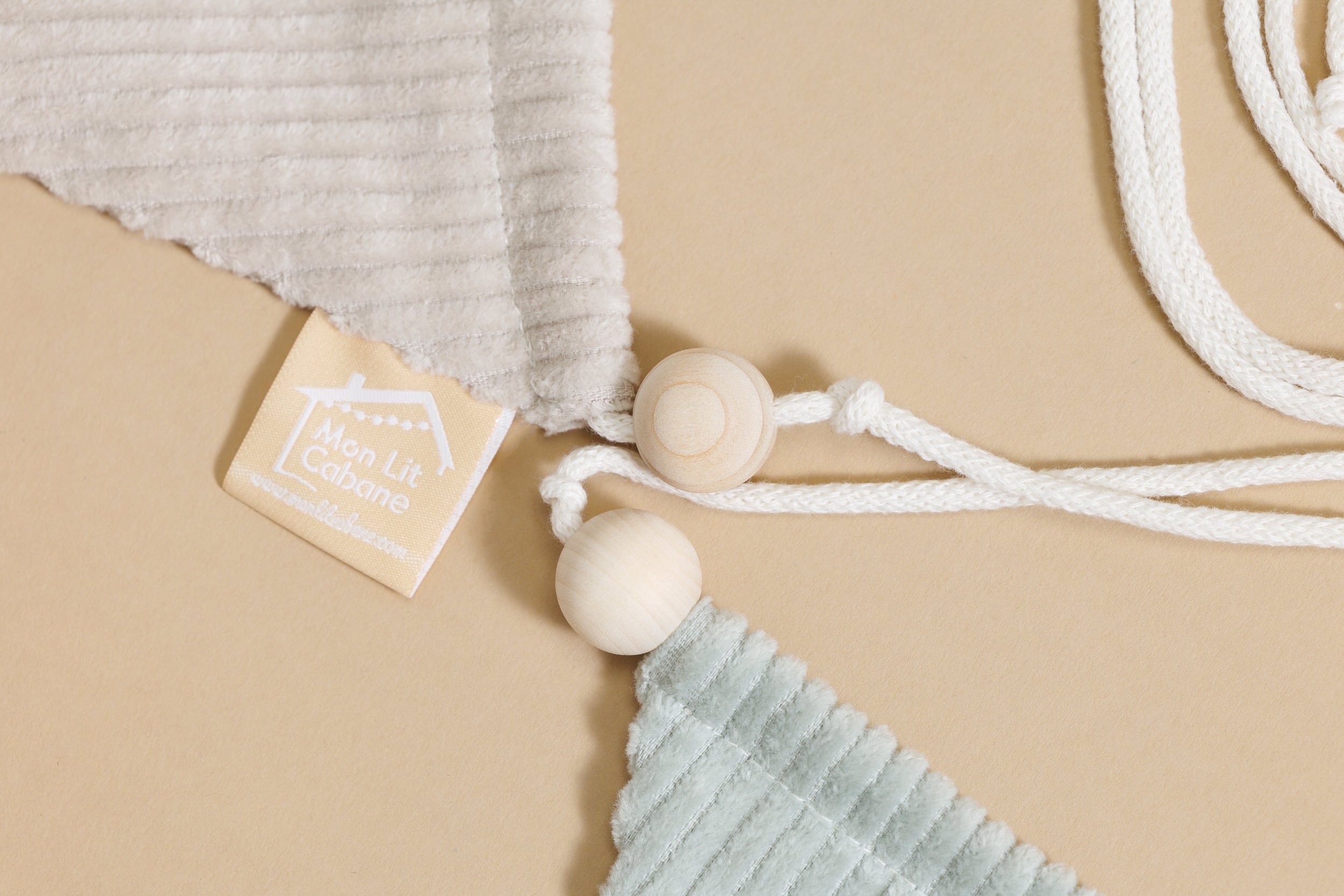 Corduroy Triangles Garland Cream and Water Green Corduroy Triangles Garland Cream and Water Green