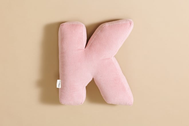 Buchstaben-Kissen K - Rosa Kord
