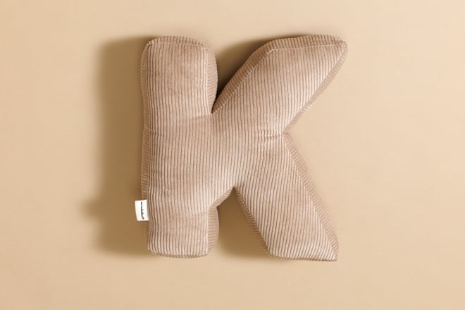 Coussin Lettre K - Velours Côtelé Cappuccino